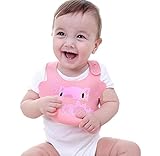 シリコン 前掛け エプロン ベビー ポケット付 かわいい 動物 柄 食べこぼし 汚れ 防止 (ピンク(ブタ))