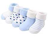Mille Ti Rana ベビー ソックス 秋冬 赤ちゃん 新生児 靴下 出産 祝い 5足 セット (L, 水色)