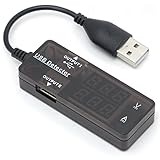 RioRand 高速なデータ 充電器 デュアル USB2.0メーター DC 3.2-10V 0-3A ボルトアンペアの電流検出器 ソーラー パネル アライメント テスター モバイルパワーモニタを充電す