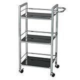 ガラスワゴン キッチンワゴン ワゴン 3段 カラー：ブラック