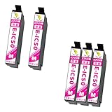 【稲妻トナー】エプソン用 IC50 インク マゼンタ 互換インクカートリッジ 計5本 ICM50 対応機種:EP-702A EP-704A EP-774A EP-705A EP-802Aなど