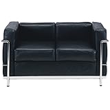 LC2グランコンフォール2人掛けソファ黒革（イタリア製）