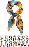 [TERTIS] スカーフ レディース シルク風 70x70cm 正方形 バンダナ ネッカチーフ カジュアル 通勤 オフィス 万能 春夏秋 バッグ飾り 髪飾り サテン生地 (フローラルツートン)