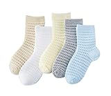 Ainial　ソックス　ベビー　靴下　新生児　赤ちゃん　春夏　綿　メッシュ　通気性抜群　子供靴下　薄手　女の子 男の子　5色5足セット　1-10歳