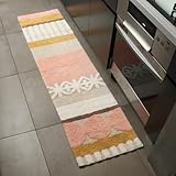 metoa メトア キッチンマット ムオト MUOTO コットン100％ [インテリアマット ロングマット 滑り止め付 風水 おしゃれ シンプル 洗える ウォッシャブル] (ベージュ, 45×180)