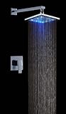 バスルームシャワーセットwith 8 " Rainfall正方形LEDシャワーヘッドシャワーアームとバルブを、クローム仕上げ
