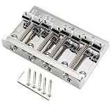 Musiclily Pro 19mmピッチ4弦ベースブリッジ ヴィンテージ ブラスサドル PBプレシジョン/JB ジャズベース用、クローム