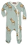 Milkbarn竹コットンFooted Romper " Bow Tieムース" 3 – 6ヶ月
