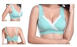 サラっと 快適 マタニティ ハーフトップ 授乳 兼用 ブラ クロスオープン 産前 綿 ブラジャー (40/XXL, グリーン)