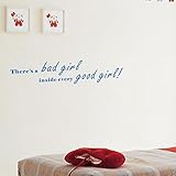 Pop Decors WL-0011-Vb Inspirational Quote Wall Decal There's A Bad Girl Inside Every Good Girl [並行輸入