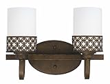 Triarch International 35100 / 2 Orion 2-light Vanity器具、オパールガラスシェード、Aged Bronze Finish