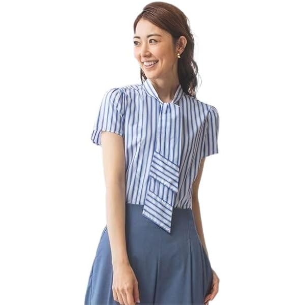 美品■ナラカミーチェ■バブルドットシフォンスタンドボウタイブラウス■ネイビー■M バブルドットシフォンスタンドボウタイブラウス(1(M)9号