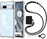 Ausrann Google Pixel 7a ケース Pixel7a ケース グーグル ピクセル7a カバー ショルダー [ストラップ2枚付き] 肩がけ 首掛け 紐付き ストラップホール付き 薄型 軽量 衝撃吸収 シリコン TPUバンパー + 黄変防止 透明 PC カバ－ 米軍MIL規格 ワイヤレス充電対応 スマホケースPixel 7a (クリア)