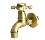 おしゃれ演出 アンティーク 水道 蛇口 水栓 ブロンズ 十字取手 銅製 エクステリア ガーデニング (泡沫タイプ)