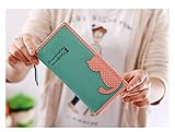 猫の写真の女性の財布 (緑)
