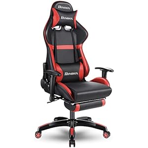 ゲーミングチェア オットマン付き レッド オフィスチェア 155° リクライニング 人間工学設計 ゲーム用チェア ハイバック ヘッドレスト ランバーサポート ひじ掛け付き 椅子 （ レッド）