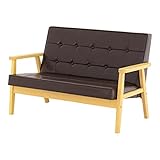 SATO セレノソファ 2人掛けクロス PVCブラウン 肘ナチュラル