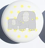 SingleイエローElephant引き出しキャビネットハンドルプルノブ/母と赤ちゃん象保育園インテリア