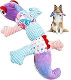 Flechazo 犬 おもちゃ 頑丈 音の出る 犬 ぬいぐるみ 小型犬 中型犬 大型犬用 (パープルカメレオン)