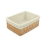 RURALITY シンプルかつエレガント ウィッカー 収納バスケット 内張り布付き (中)