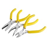 bluejaye 3個入りMini Jeweleryペンチ実用的ジュエリーカーボンスチールハンドメイド修復ツールキット（フラット鼻、対角カット、Bent鼻ペンチ)