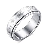 jajafook Men and Womenチタンステンレススチール6つWords mantra Transgressions聖書レタリングラッキーリングを回転でき6 – 10