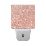 AlazaシャンパンローズゴールドSparkle GlitterプラグインLED Dusk to Dawnセンサーナイトライト、cool-touchデザイン壁階段用ライト寝室キッチン、廊下、または任意