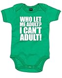 (誰が私を大人にしたの？大人になれない。) Who Let Me Adult? I Can't Adult, プリント　ベビースーツ - グリーン/白 12-18 ヶ月