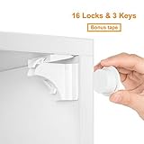 Mixoo磁気キャビネットロック( 16ロック+ 3キー、Chlid /ベビー安全Proof用のキットの引き出し/ガレージ/キッチンwith 3 M Adhesive、ツールまたはネジ必要ない