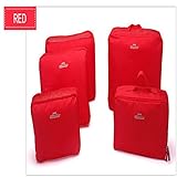 ポータブルストレージポーチのストレージ統合の5つのセットを終えトラベルポーチ収納袋の服 (red)