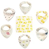 Beirou 2in1 六重ガーゼ スタイ ビブ 赤ちゃん用 三角 よだれかけ ハンカチ ハンドタオル 6枚セット