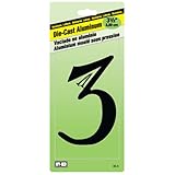 3-1/2" Black Die-Cast Aluminum Address Numbers-3-1/2" BLK ALUM NUMBER 3 (並行輸入品)