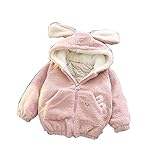 GZ HOUSE　フワフワ　子供　ベビーコート　かわいい　ウサギ　暖かい　73cm 80cm 90cm 100cm　カバーオール (90cm, ピンク)