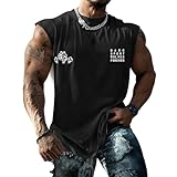 [UUEN] タンクトップ メンズ 100%コットン 夏 肉厚生地 ヘビーウェイト トレーニングウェア ノースリーブ 筋トレ ジム 吸汗 Tシャツ インナー ロングTシャツ カットソー ブラック 3XL
