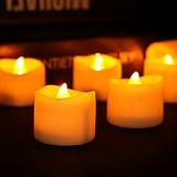 Micandle 12pcs Amber Yellow LED Candles, Flickering Flash Flameless Candles, LED Tea Lights Candle f