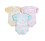 ベビーゴー カワイすぎるパーファクトフィットオール半袖ボディースーツ 3枚セット　多くの色組み合わせ　100%綿　出産祝い　ロンパース　子供服 ベビー服 65#