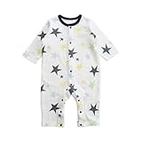 【お着換え楽らくベビー服】 接結天竺ロンパース（柄タイプ） ネイビースター 70cm