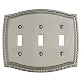 Baldwin 4793.150.CD Triple Toggle Rope Design Switch Plate, Satin Nickel [並行輸入品]