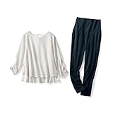 授乳対応 マタニティ トップス＆パンツ セット オフホワイト×ブラック系 サイズ：マタニティＬ