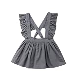 スカート女の子 夏の服ドレス ワイドショルダーストラップ クロスストラップスカート 子供服 春 夏 秋 70 80 90 100 （0〜24ヶ月） (6-12ヶ月, グレー)