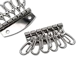 [キB6] 4個入 キーケース 金具 6連 幅48mm キーホルダー金具 レザークラフト金具 六連 キーホルダーフック 鍵 キーケース ／ キB 6連,ニッケルシルバー