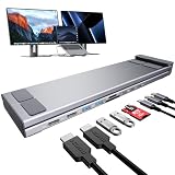 Mukiya 9-in-1 ノートPCスタンド ドッキングステーション（HDMI 4K@60Hz×2・USB A×2・USB C・SDカード最大104MB/s・TFカード・PD100W）5Gbps高速転送 折りたたみ式 アルミ合金 MacBook Pro/Air・Dell・HP・Surface・Lenovo対応 プラグアンドプレイ 在宅勤務