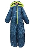 【b-47515/47537 男の子 女の子 スノーコンビ デニム調プリント ジャンプスーツ 雪遊び ベビー カバーオール スキー スノーボード】1デニム柄 80