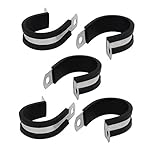 uxcell EPDMラバーライニングPクリップ ゴム 304ステンレス鋼 シルバートーン ブラック 28mm直径 5個入り