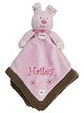 PersonalizedモノグラムピンクBaby Bunny RabbitセキュリティブランケットSnuggle Buddy w / Rattle