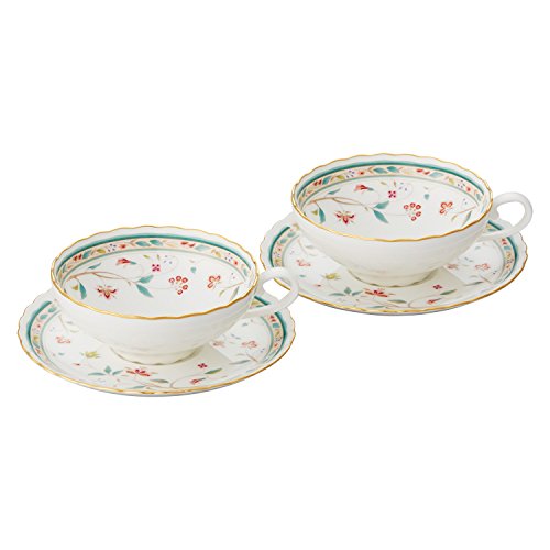 Noritake ノリタケ ティー カップ & ソーサー ( ペアセット ) 180cc 花更紗  2客  ボーンチャイナ P58043A/4409