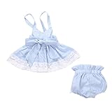 Cutelove 子供ドレス　二点セット　キャミワンピース　フリル　蝶結び付き　ブルー　無地　女の子 夏 袖なし 可愛い コットン