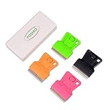 FOSHIO 4パックミニ替刃式スクレーパー（炭素鋼ブレード付き）カービニールラッピングティントツールステッカーリムーバーキッチンスクレーパー蛍光グリーンブラックピンクオレンジ