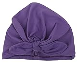 (ラボーグ)La Vogue ベビー ニット帽子 ワッチキャップ キッズ 赤ちゃん ハット コットン リボン 女の子 男の子 子供 春秋 帽子 可愛い 出産祝い パープル