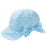 LeafIn ベビー 帽子 キッズ ハット 日よけ 紫外線対策 UVcut帽子 ドット 水玉 リボン 蝶結び サファリハット チューリップハット (L, ブルー)